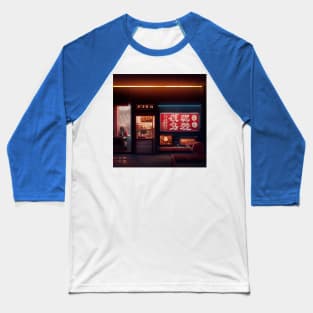 Cyberpunk Tokyo Ramen Shop Baseball T-Shirt